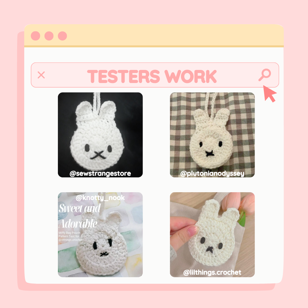 Crochet miffy Bag charm / pouch PDF pattern | beginner-friendly crochet pattern with YouTube tutorial