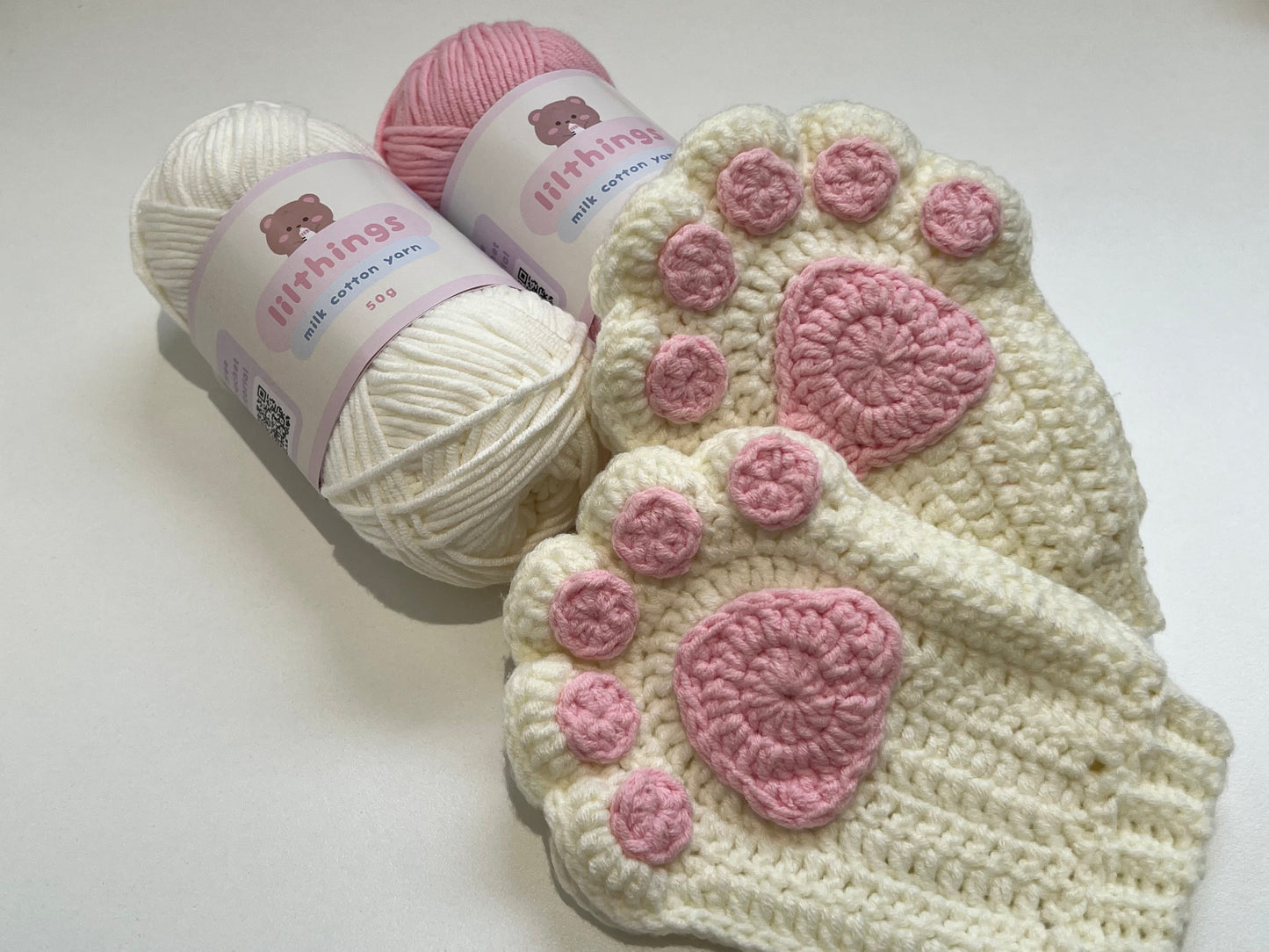 cat paw fingerless gloves (4 Yarn Pack)