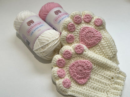 cat paw fingerless gloves (4 Yarn Pack)