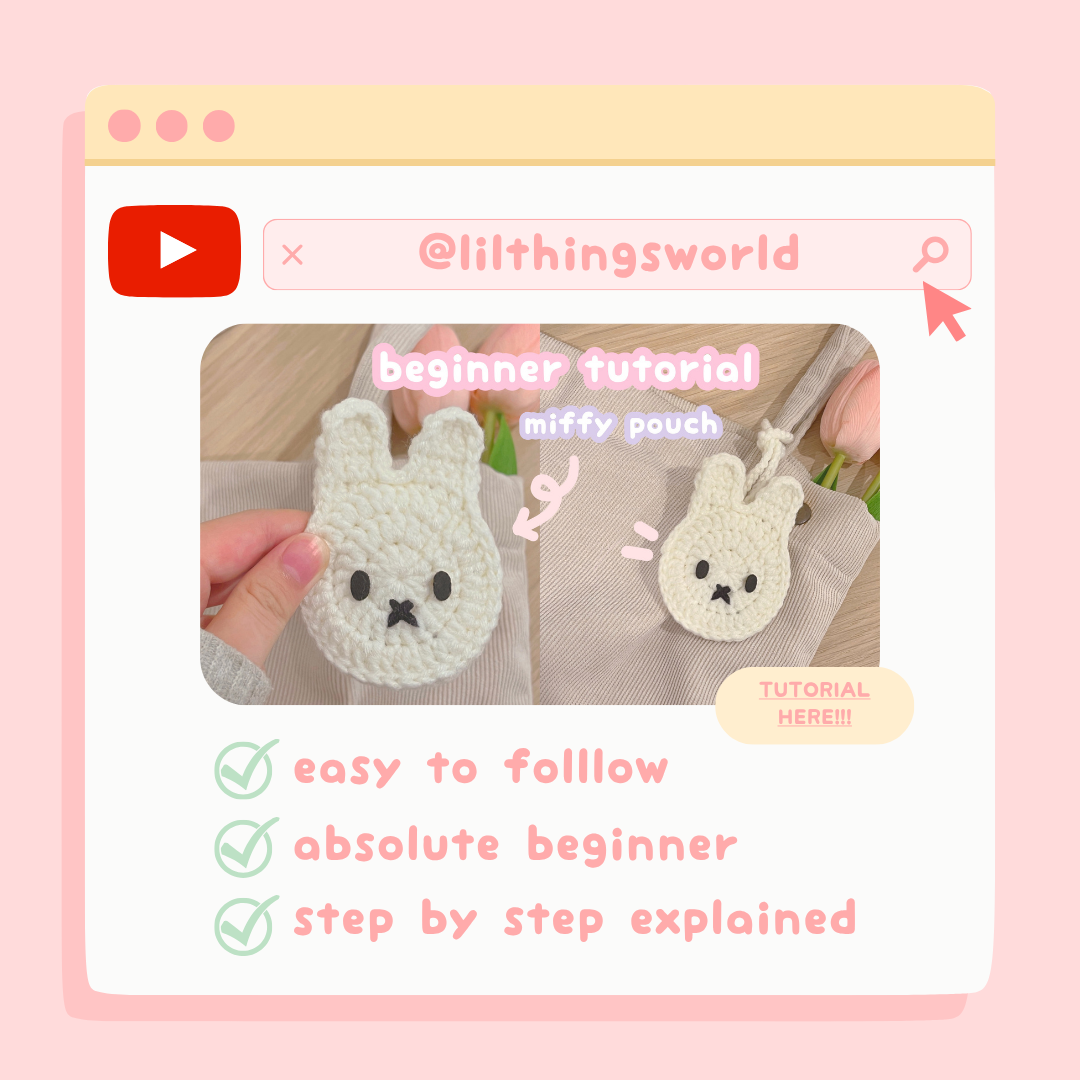 Crochet miffy Bag charm / pouch PDF pattern | beginner-friendly crochet pattern with YouTube tutorial