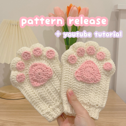 Crochet Cat Paw Fingerless Gloves Pattern, Beginner Friendly (PDF Pattern)