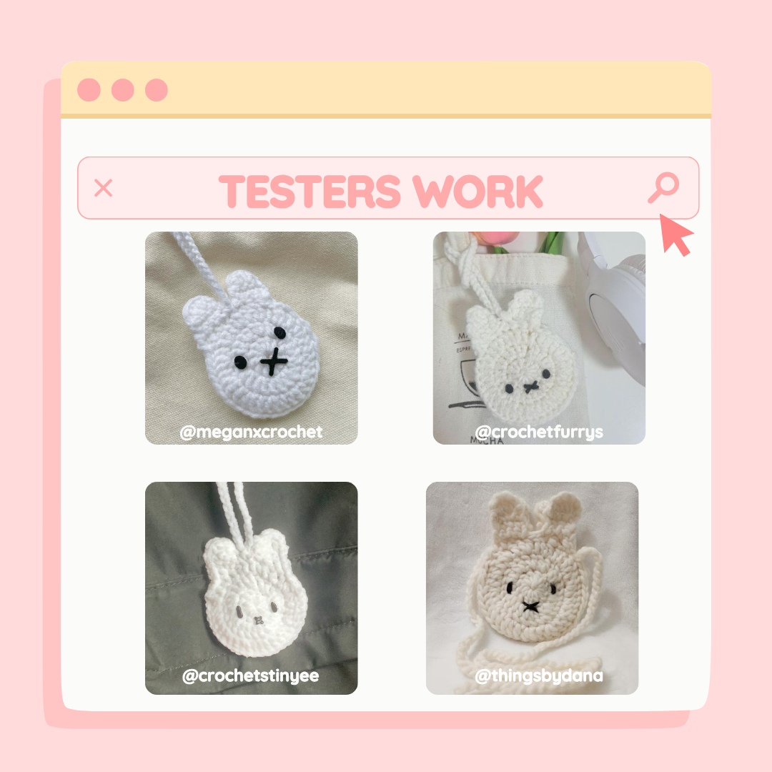 Crochet miffy Bag charm / pouch PDF pattern | beginner-friendly crochet pattern with YouTube tutorial